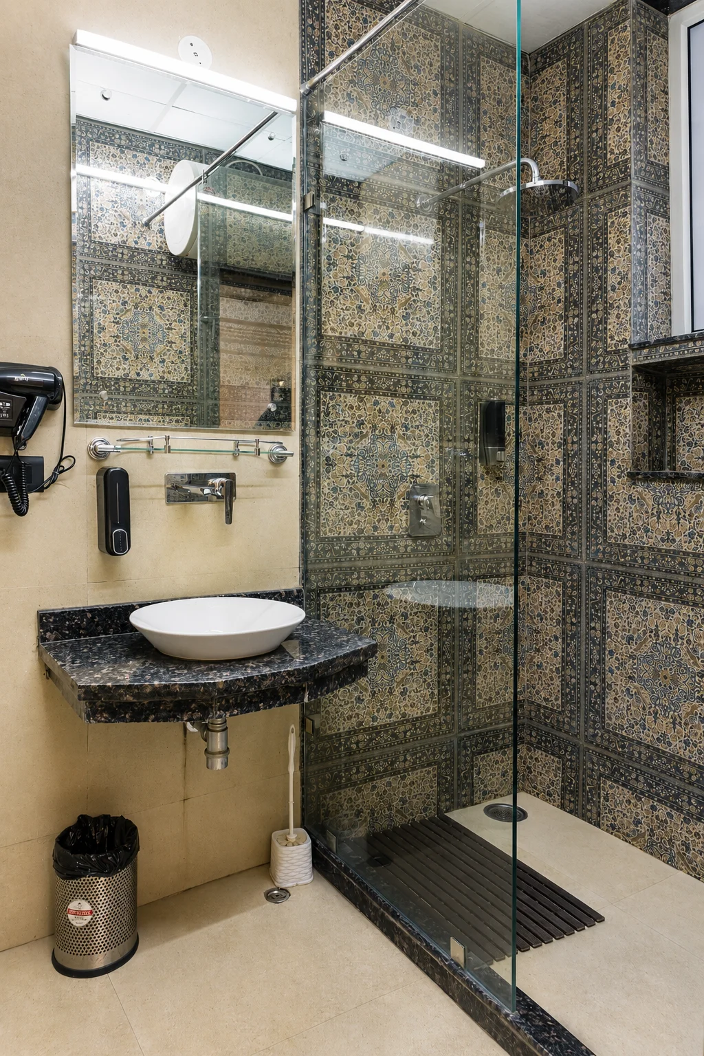 Pristine hygienic bathroom fixtures and shower area at the best homestay in Dehradun